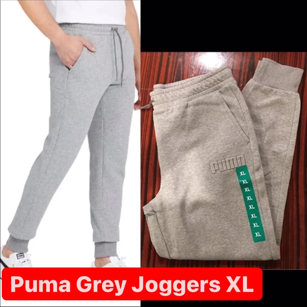 Puma Grey Sweatpants Raised Logo